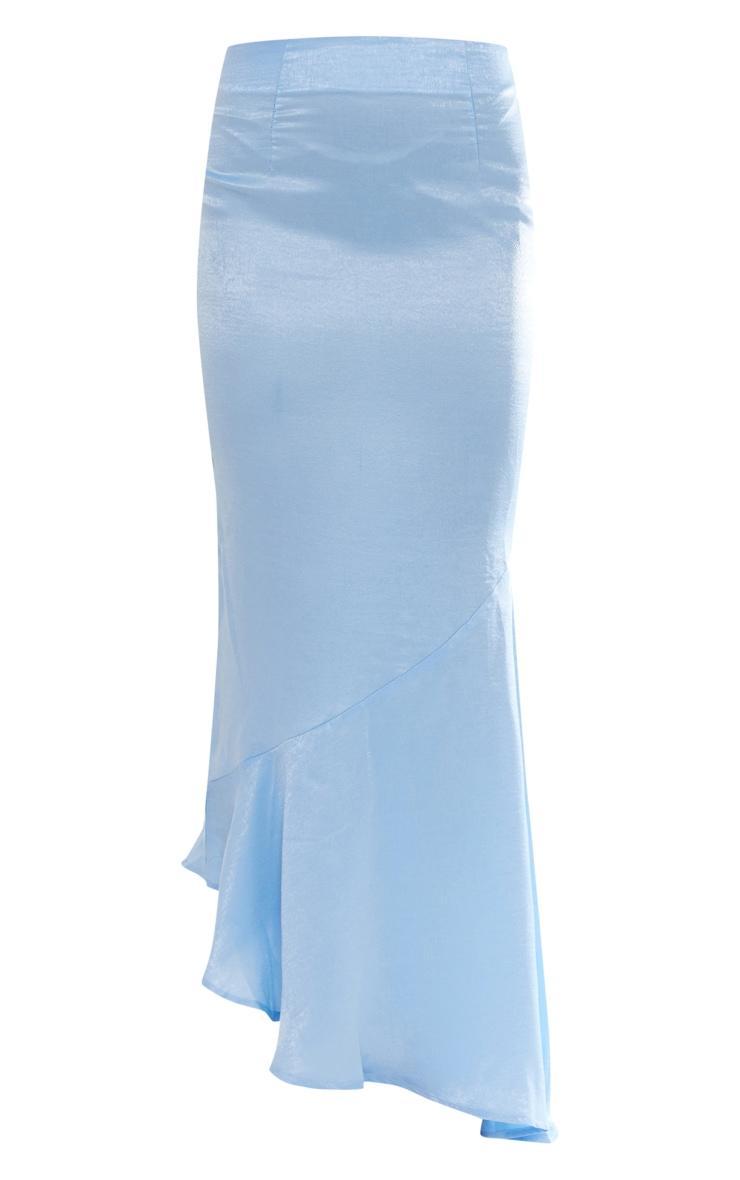 Cornflower Blue Hammered Satin Fishtail Midaxi Skirt Product Image