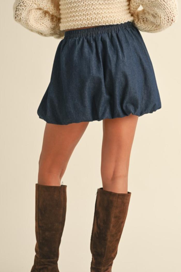 Balloon Denim Mini Skirt Product Image