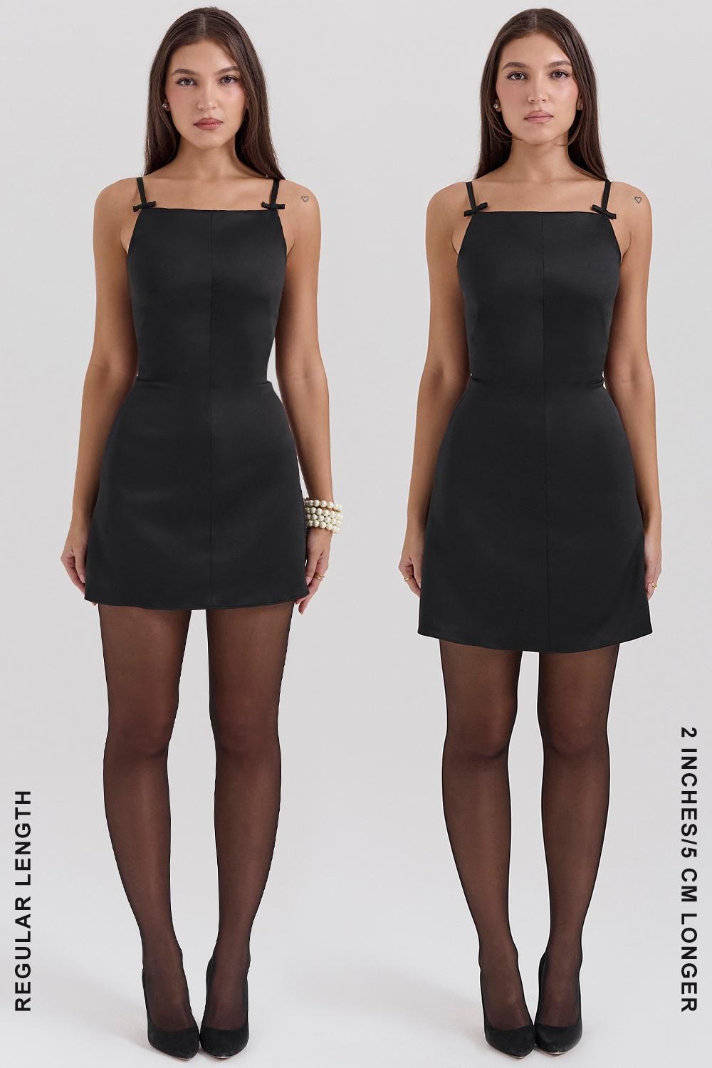 Dainty Black Square Neck A-Line Mini Dress Product Image