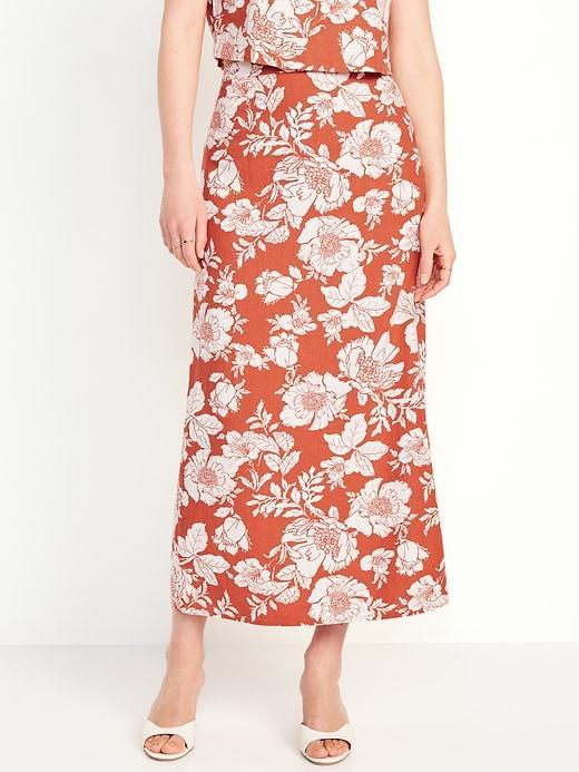 High-Waisted Linen-Blend Maxi Skirt Product Image