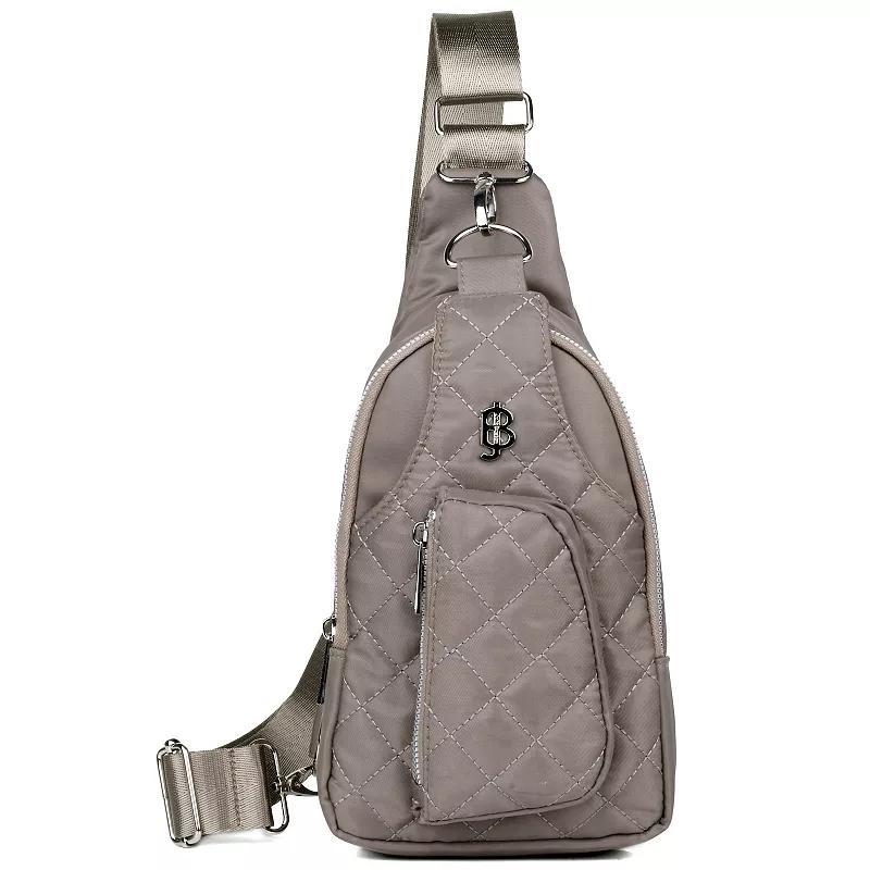 Womens Julia Buxton Nylon Quilted Sling Bag, Brown Product Image