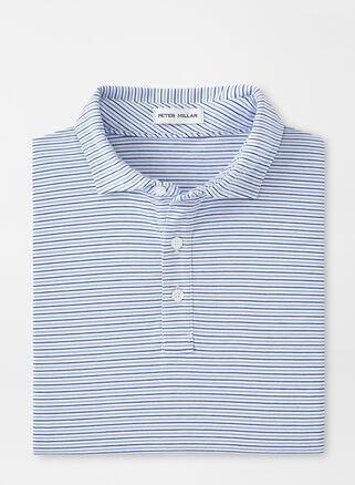 Peter Millar Mens Crown Comfort Cotton Polo Range Stripe | Color: Maritime | Size: M Product Image