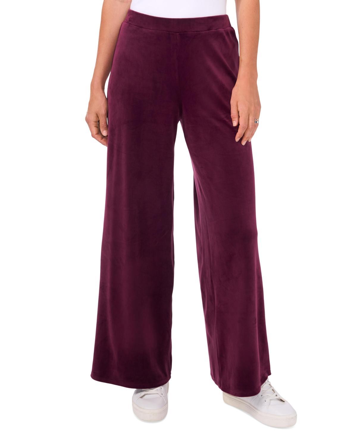 Vince Camuto Womens Velour Pull-On Wide-Leg Pants Product Image