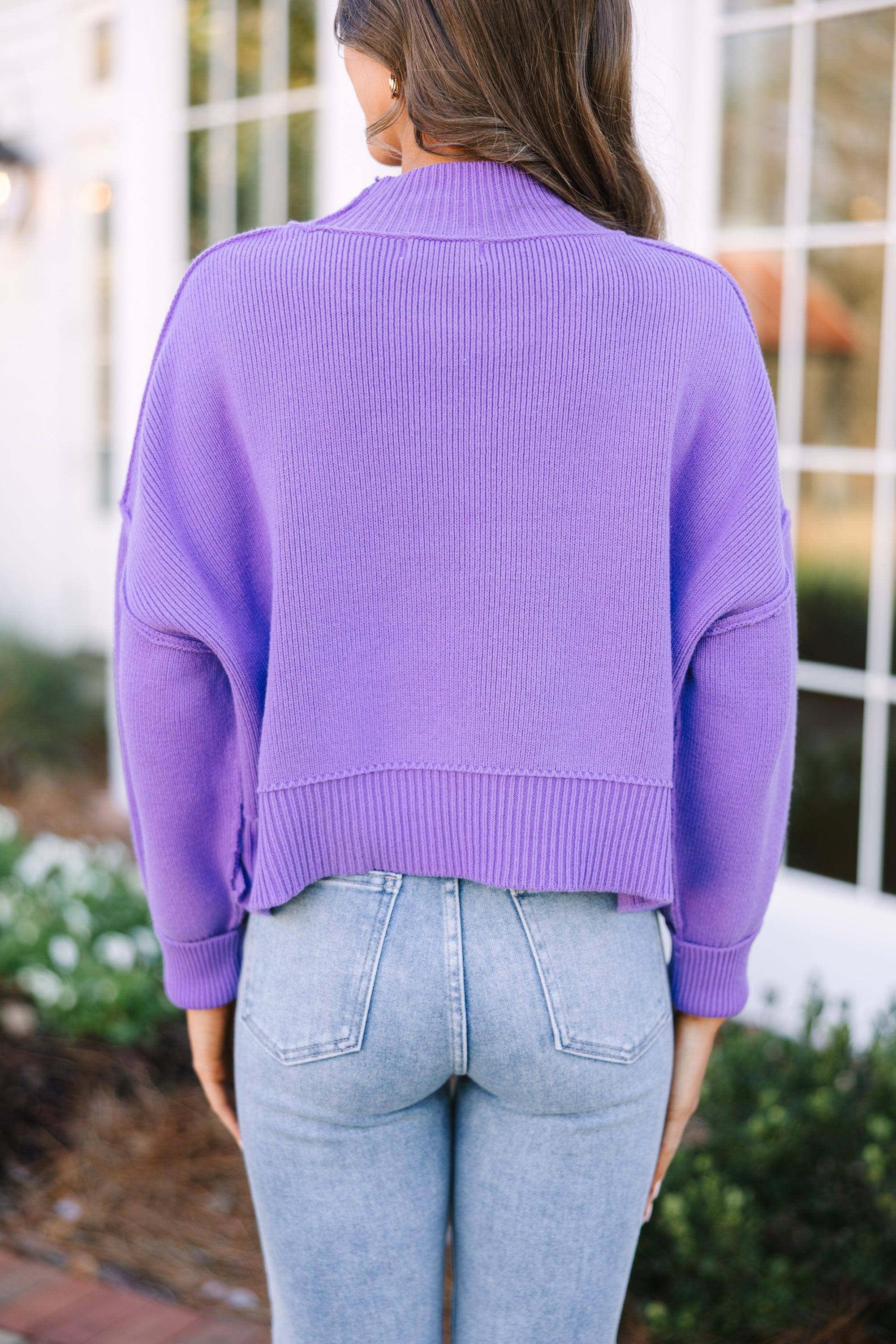 Where I Am Lavender Purple Cropped Sweater Female Product Image