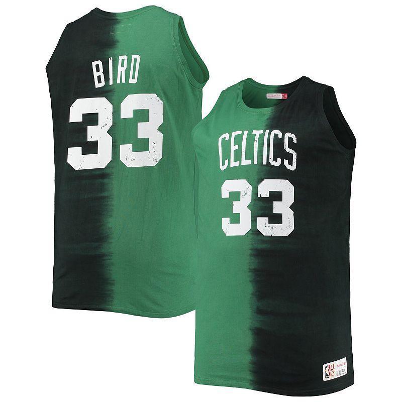 Mens Mitchell & Ness Larry Bird Black and Kelly Green Boston Celtics Profile Tie-Dye Player Tank Top - Black Product Image