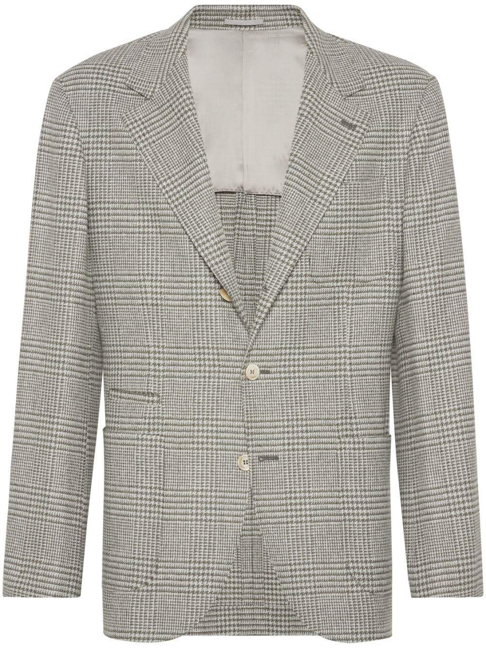 Single-breasted Checked Blazer In Green Product Image