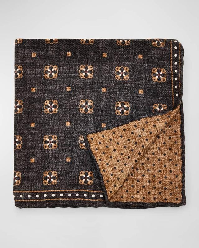 Men's Geometric Design Silk Pocket Square Product Image