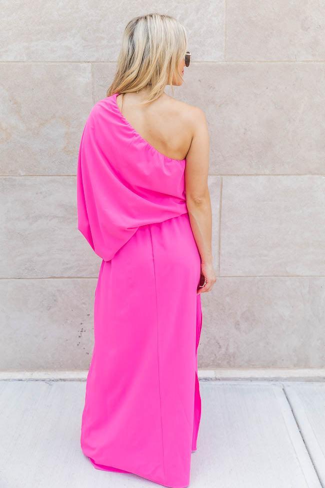 Found My Forever Pink One Shoulder Maxi Dress FINAL SALE Product Image