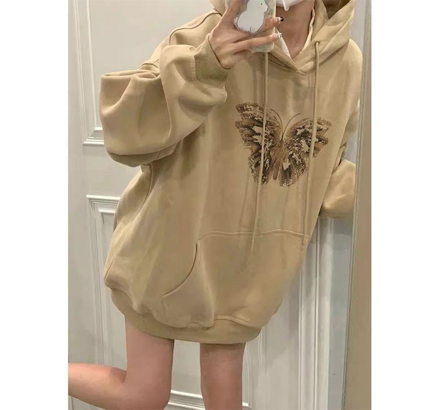 Long-Sleeve Butterfly Print Hoodie Product Image