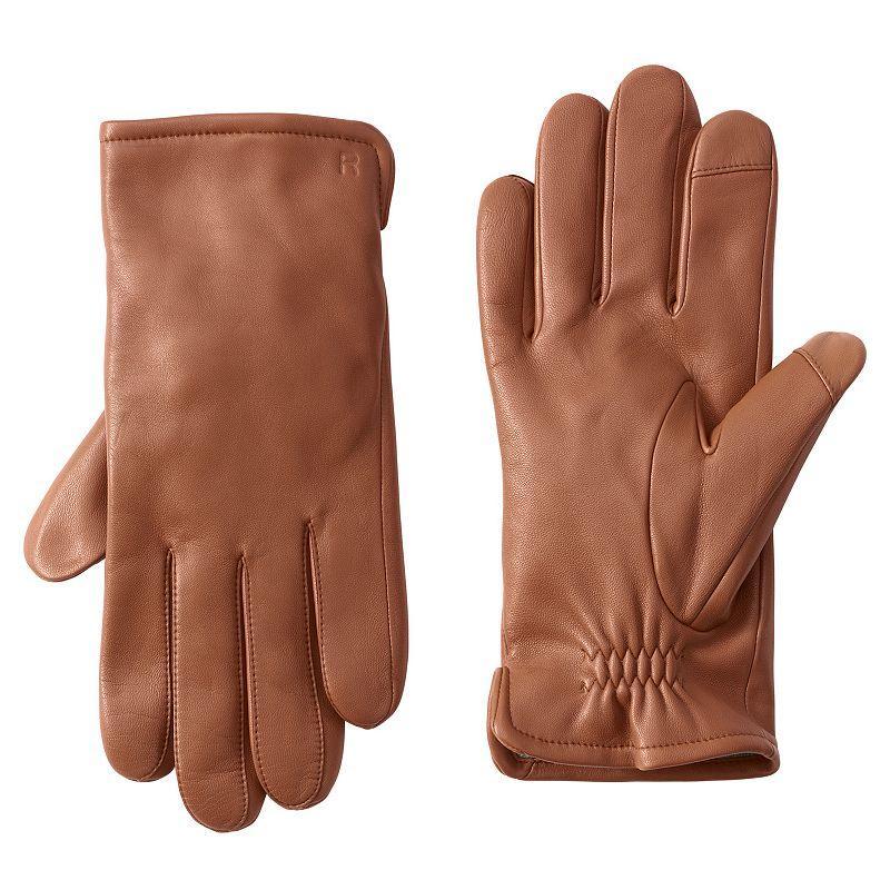 Mens Lands End Cashmere-Lined EZ Touch Leather Gloves Black Product Image