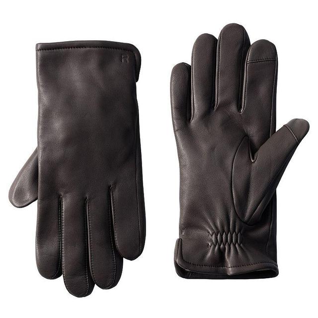 Mens Lands End Cashmere-Lined EZ Touch Leather Gloves Black Product Image