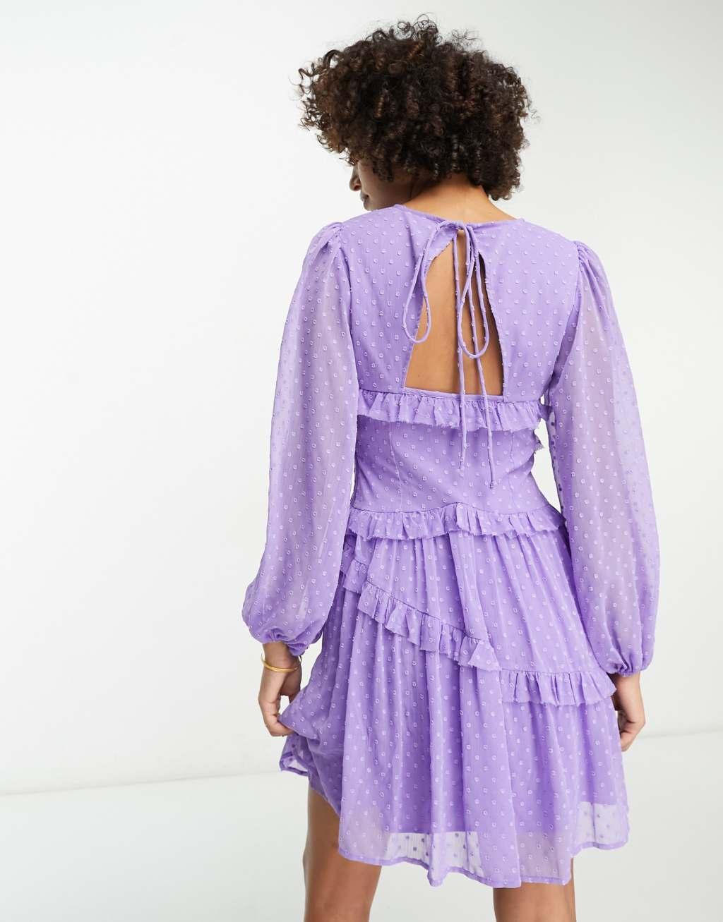 ASOS DESIGN Tall button through pintuck mini textured dress Product Image