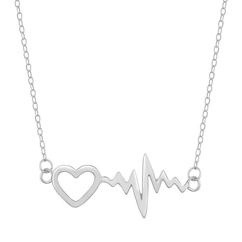 Sterling Silver Heartbeat Necklace, Womens Product Image