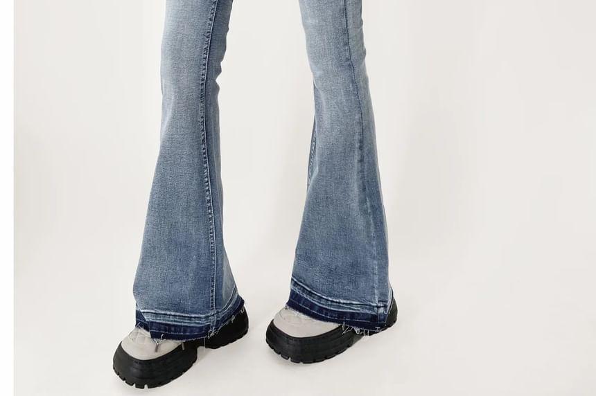 High Rise Washed Flared Jeans Product Image