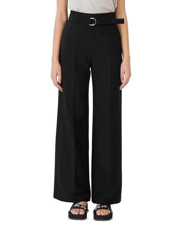 Womens Wide Belted Trousers Product Image