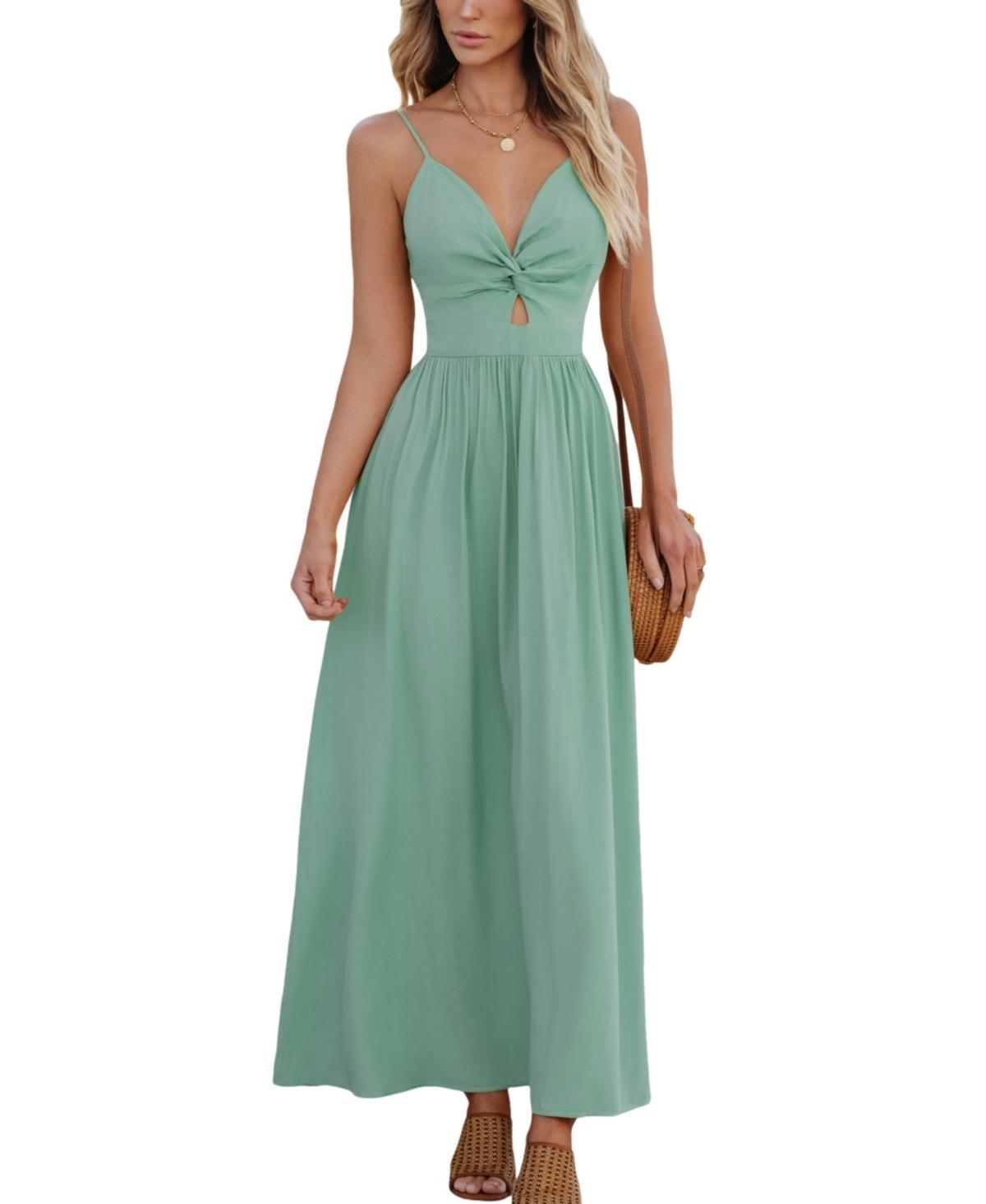 Cupshe Womens Front Twist & Keyhole Maxi Beach Dress - Light Product Image