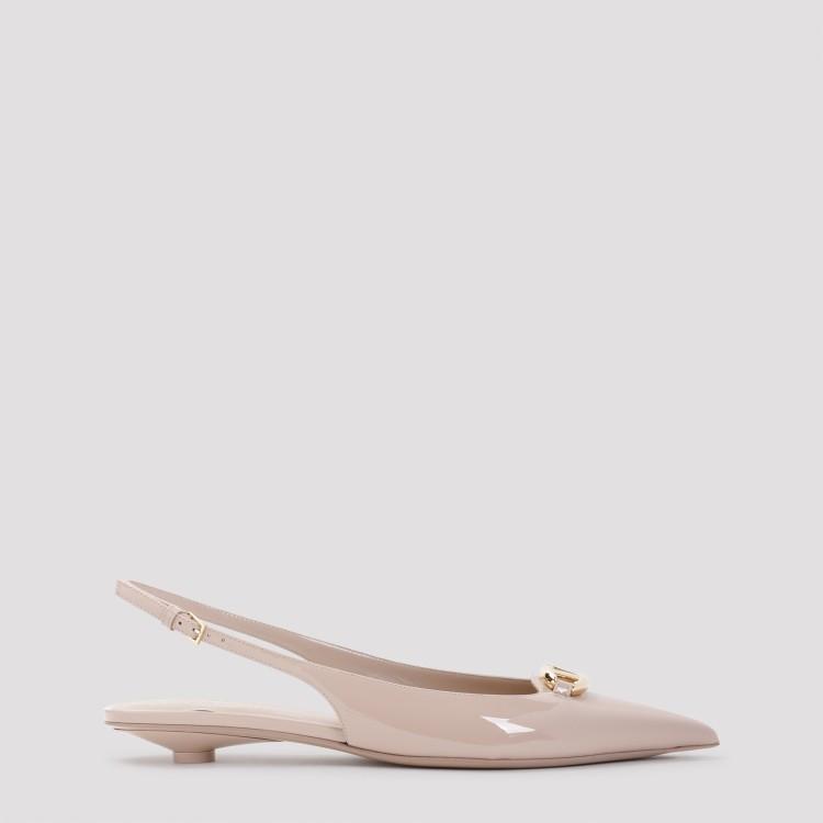 VALENTINO GARAVANI Vlogo The Bold Edition Pink Calf Leather Ballerinas In Beige Product Image