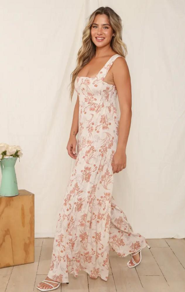 SALE Peach Love California® Ladies' Floral Print Tiered Jumpsuit Product Image