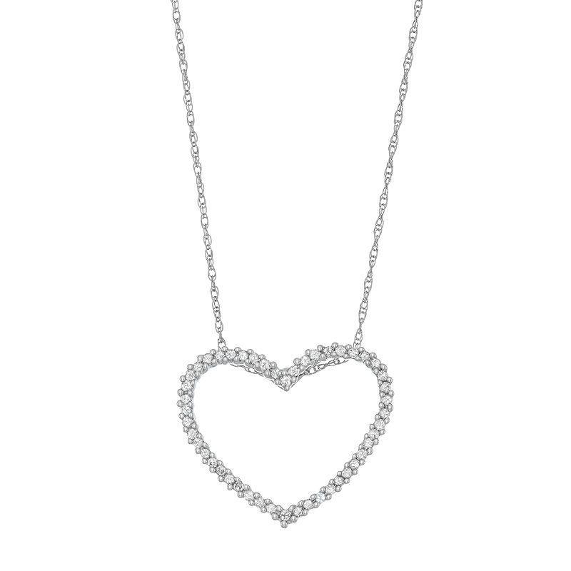 10k White Gold 1/4 Carat T.W. Diamond Heart Pendant, Womens, 10k Whgold Product Image