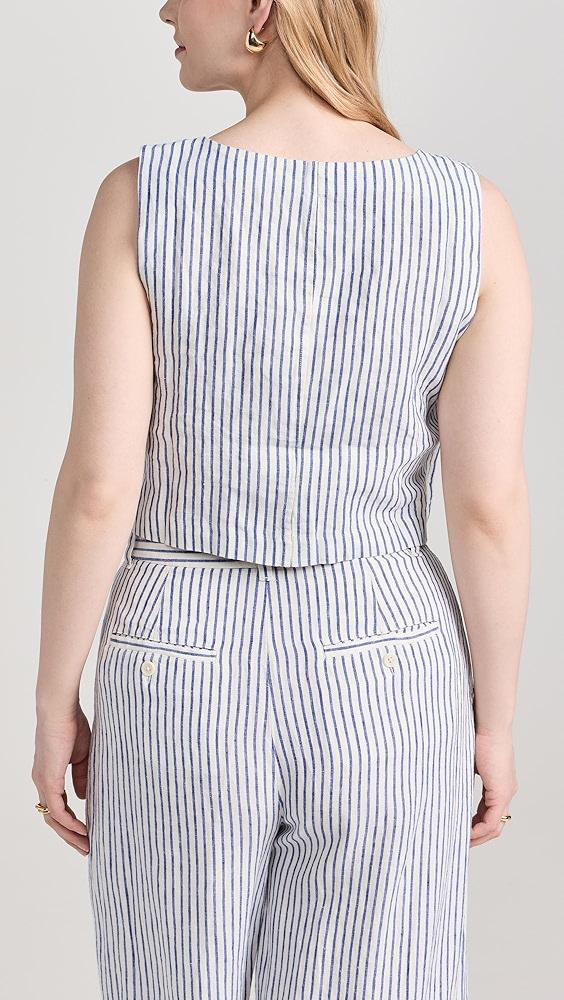 Madewell Scoopneck Crop Tank in Stripe 100% Linen | Shopbop Product Image