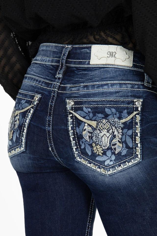 Laser Leaves Longhorn Bootcut Jeans Product Image