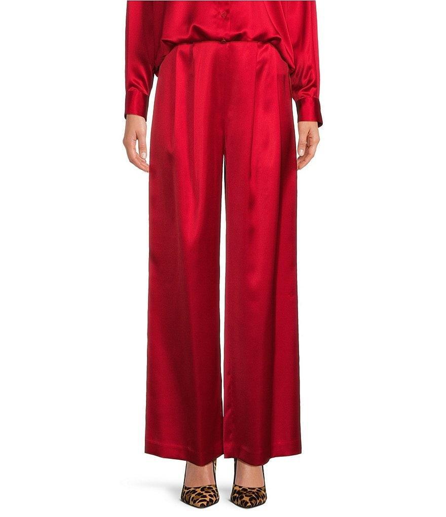 Gianni Bini Devon Wide Leg High Rise Satin Pants Product Image