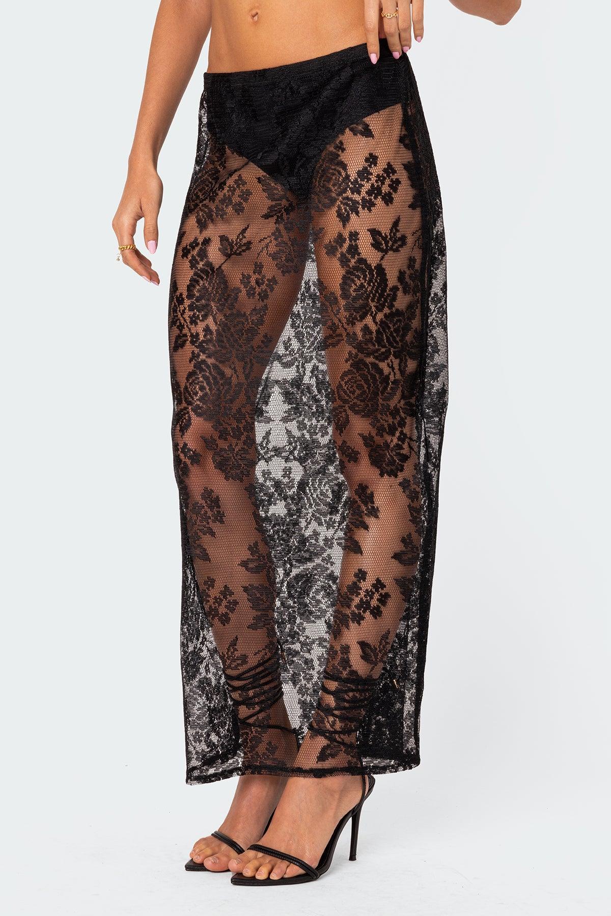 Bess Sheer Lace Maxi Skirt Product Image