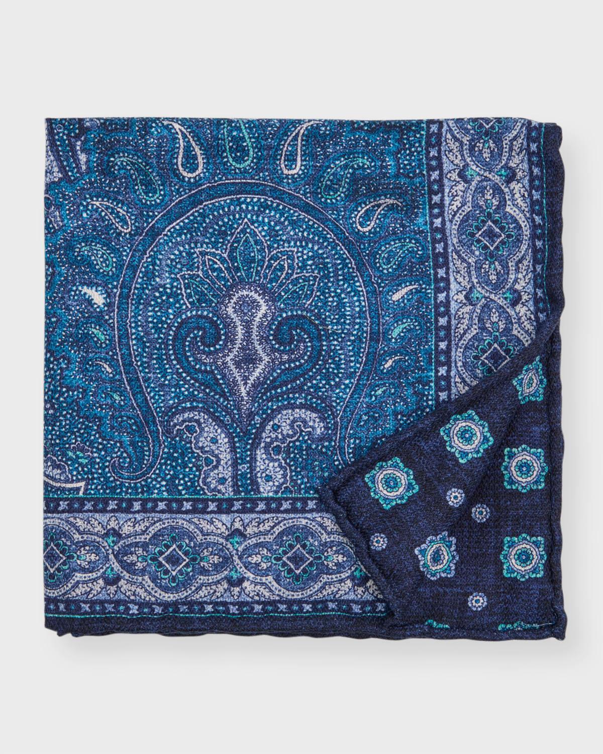 Mens Paisley/Floral Reversible Silk Pocket Square Product Image