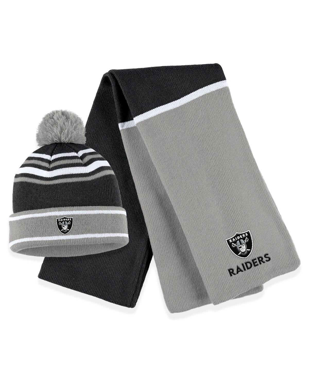 Womens WEAR by Erin Andrews Powder Blue Los Angeles Chargers Colorblock Cuffed Knit Hat with Pom and Scarf Set Product Image