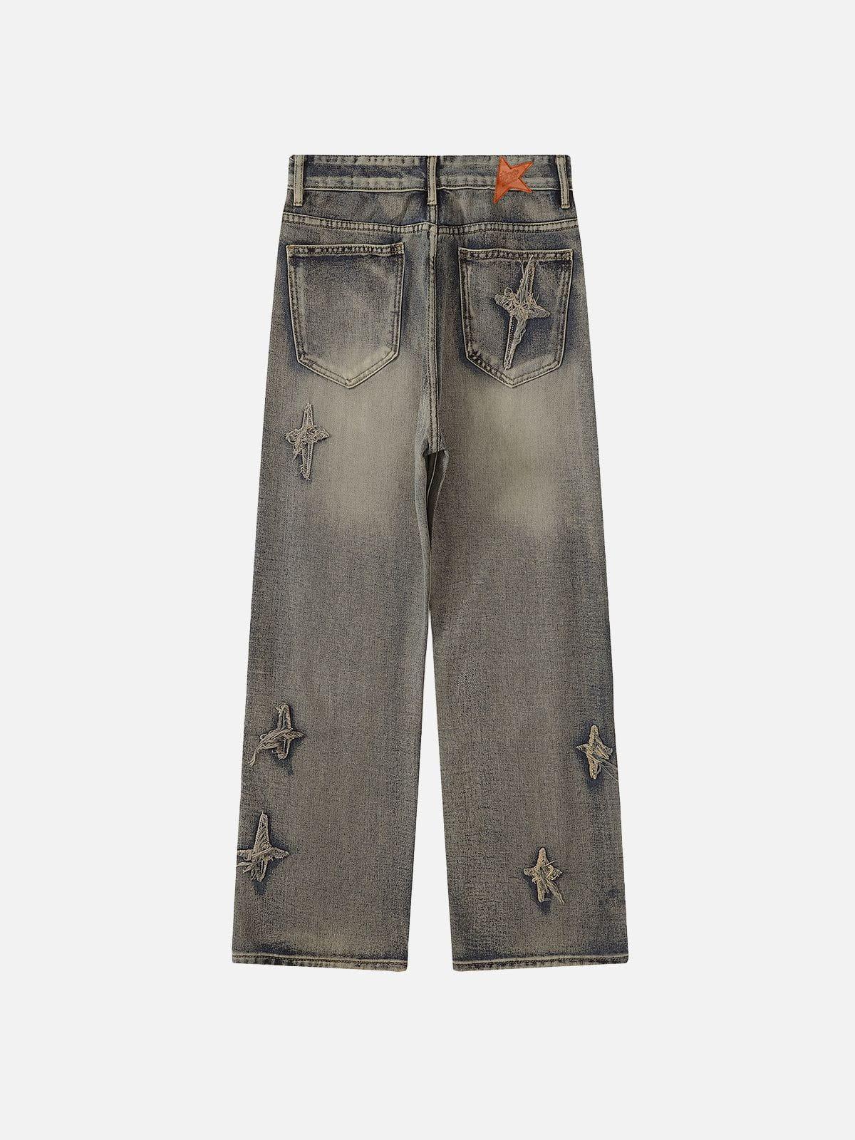 Aelfric Eden Star Embroidered Washed Tapered Jeans Product Image