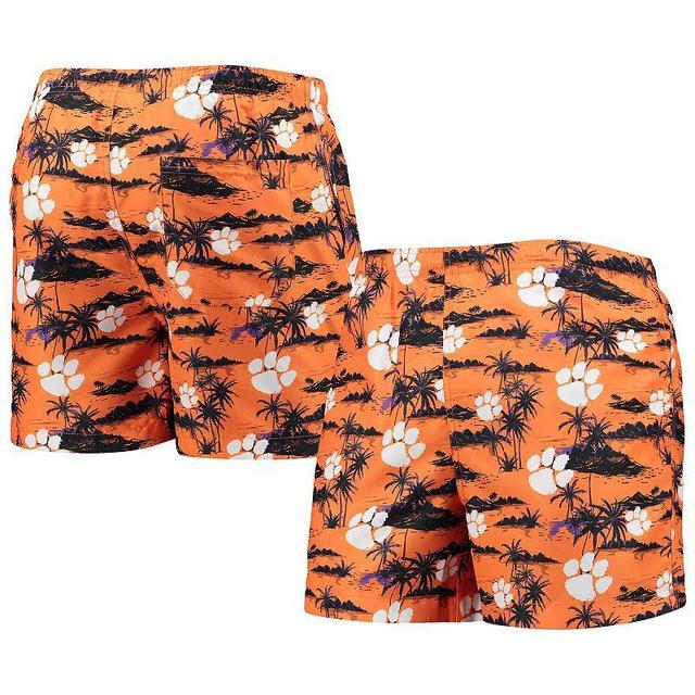 Mens FOCO Clemson Tigers Island Palm Swim Trunks Product Image