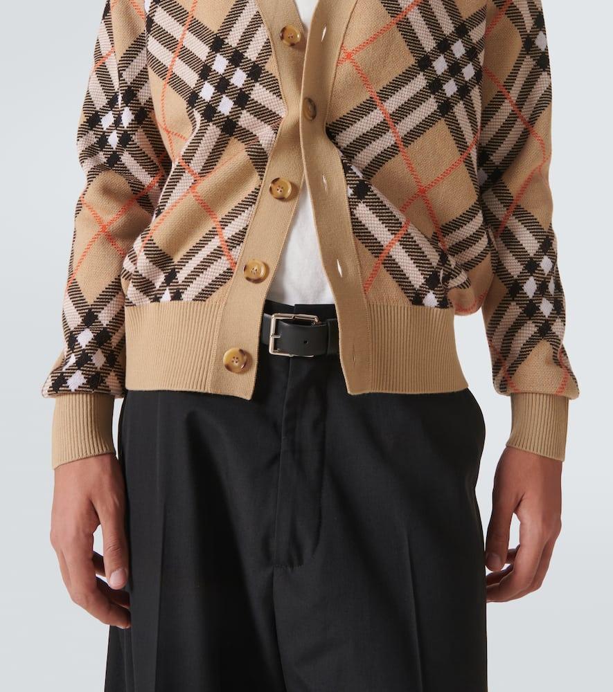 BURBERRY Check Wool-blend Cardigan In Brown Product Image