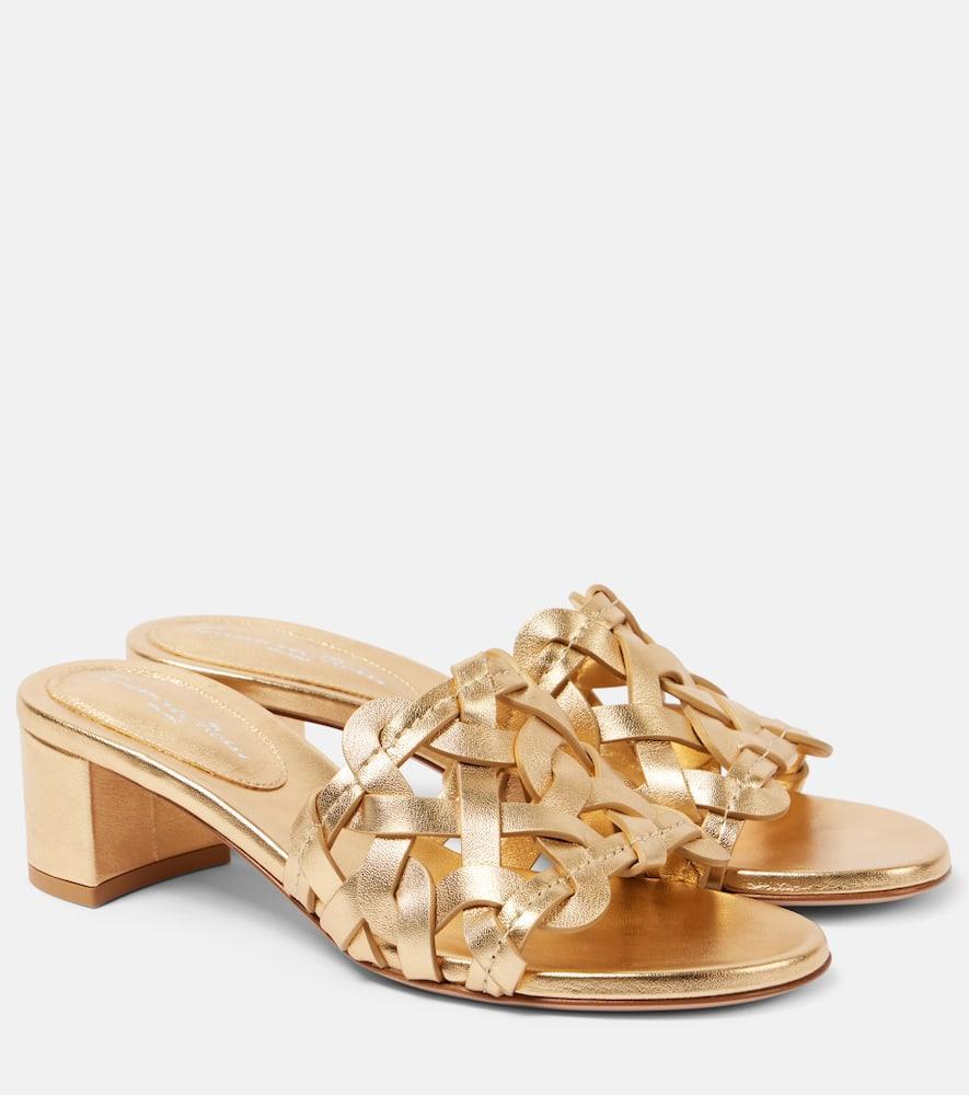 GIANVITO ROSSI 55mm Metallic Mules In Mekong Product Image