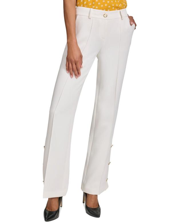 Karl Lagerfeld Paris Womens Button-Hem Wide-Leg Pants Product Image