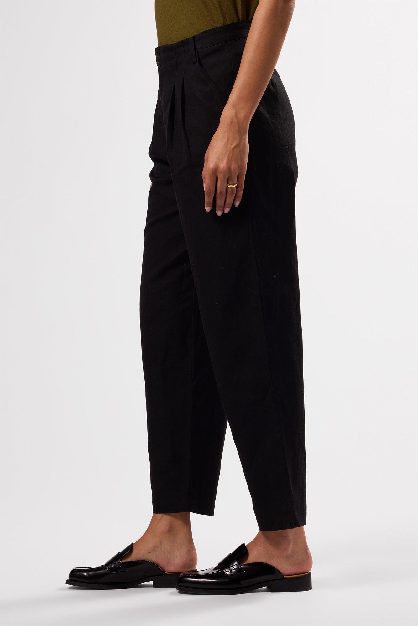 Larisa Cotton Linen Pant - Black Product Image