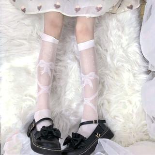 Bow Print Sheer Socks Product Image