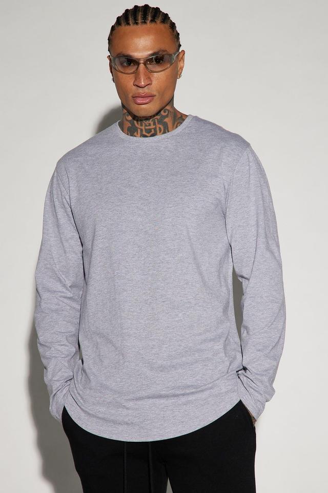 Essential Long Sleeve Scallop Tee - Grey Product Image