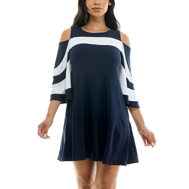 Womens Nina Leonard Draped Sleeve Cold-Shoulder Dress Product Image