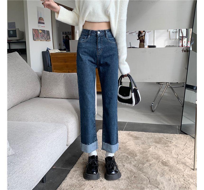 High Waist Straight Leg Jeans Product Image