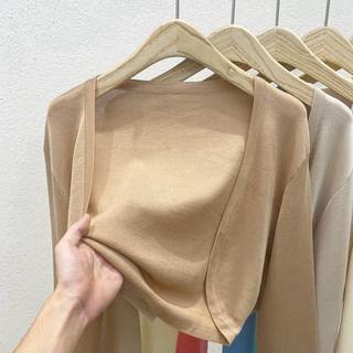 Long-Sleeve Plain Cropped Light Cardigan product image