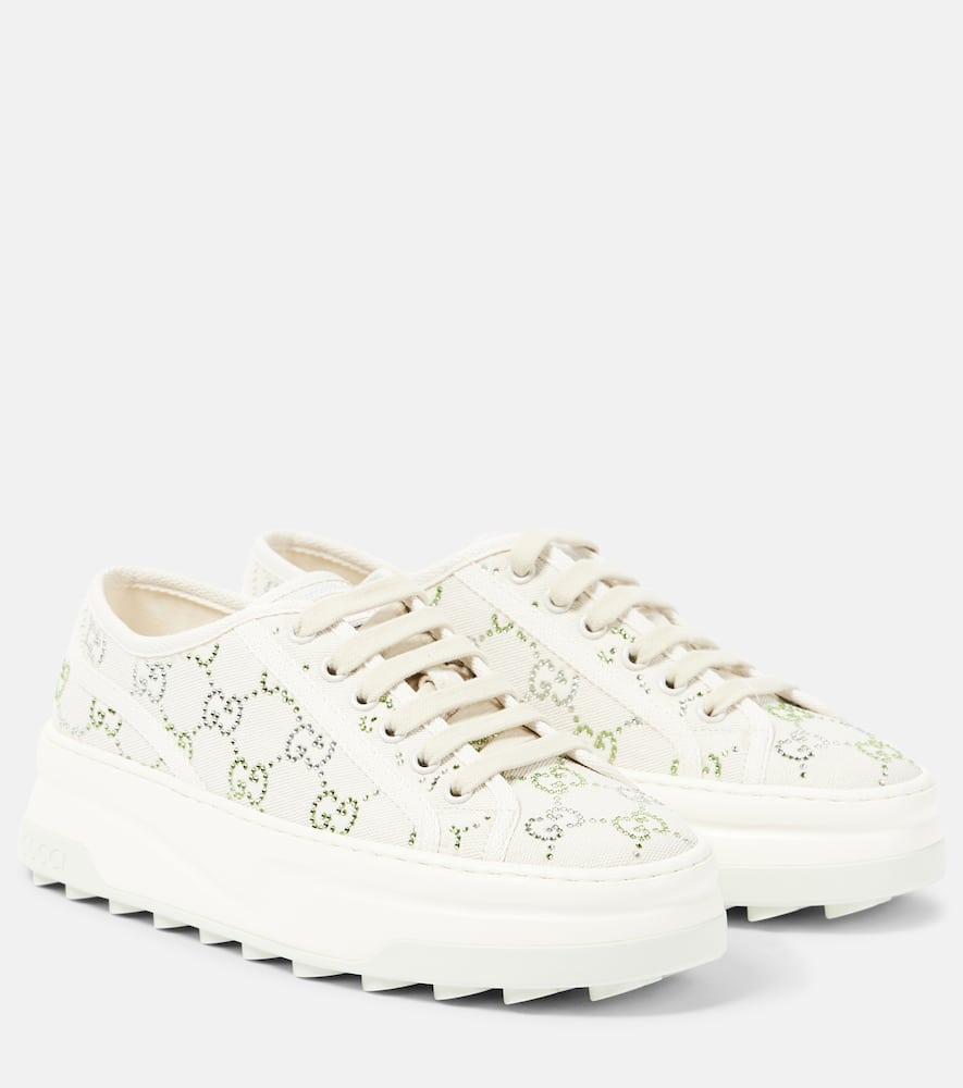 GUCCI Tennis 1977 Gg Crystal Sneakers In White Product Image