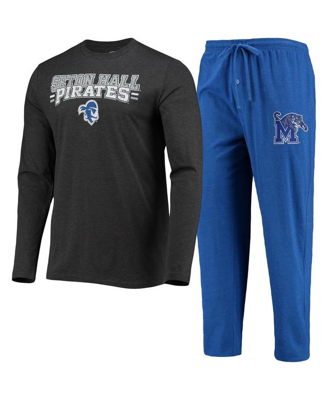 Mens Concepts Sport Blue/Heathered Charcoal Seton Hall Pirates Meter Long Sleeve T-Shirt & Pants Sleep Set SHU Blue Product Image