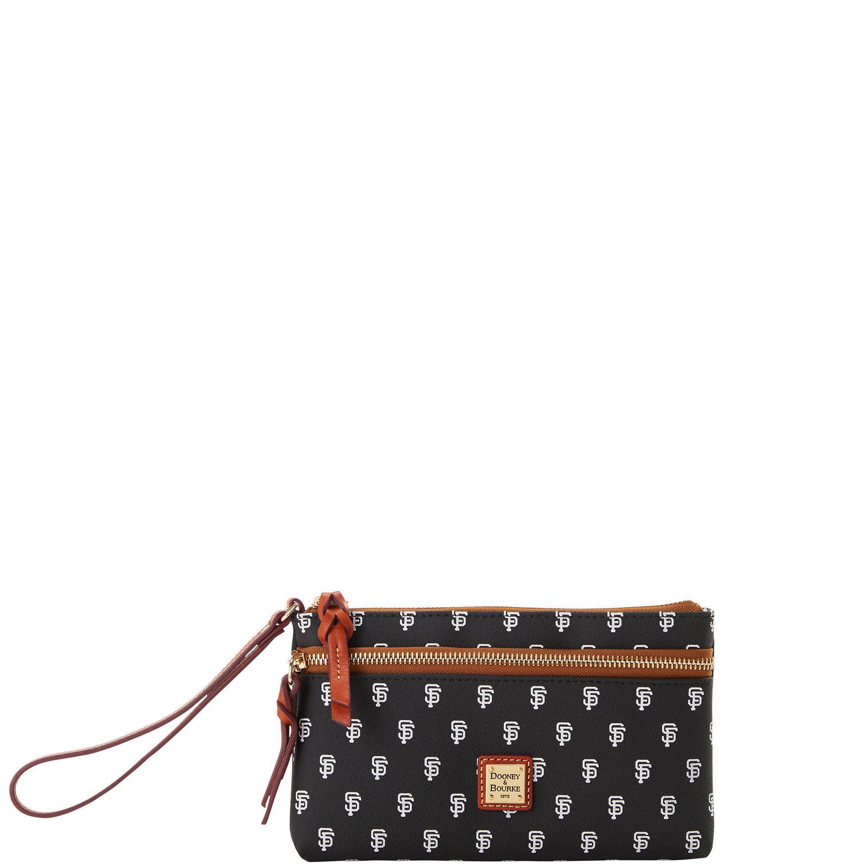 Dooney & Bourke Womens MLB Giants Double Zip Coated Cotton Wristlet in Black Product Image