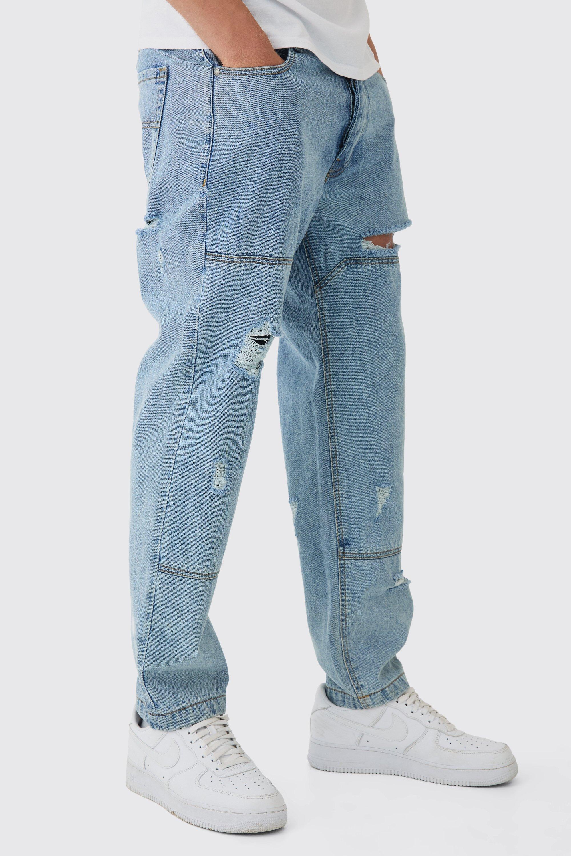 Slim Fit Ripped Carpenter Panelled Jeans | boohooMAN USA Product Image