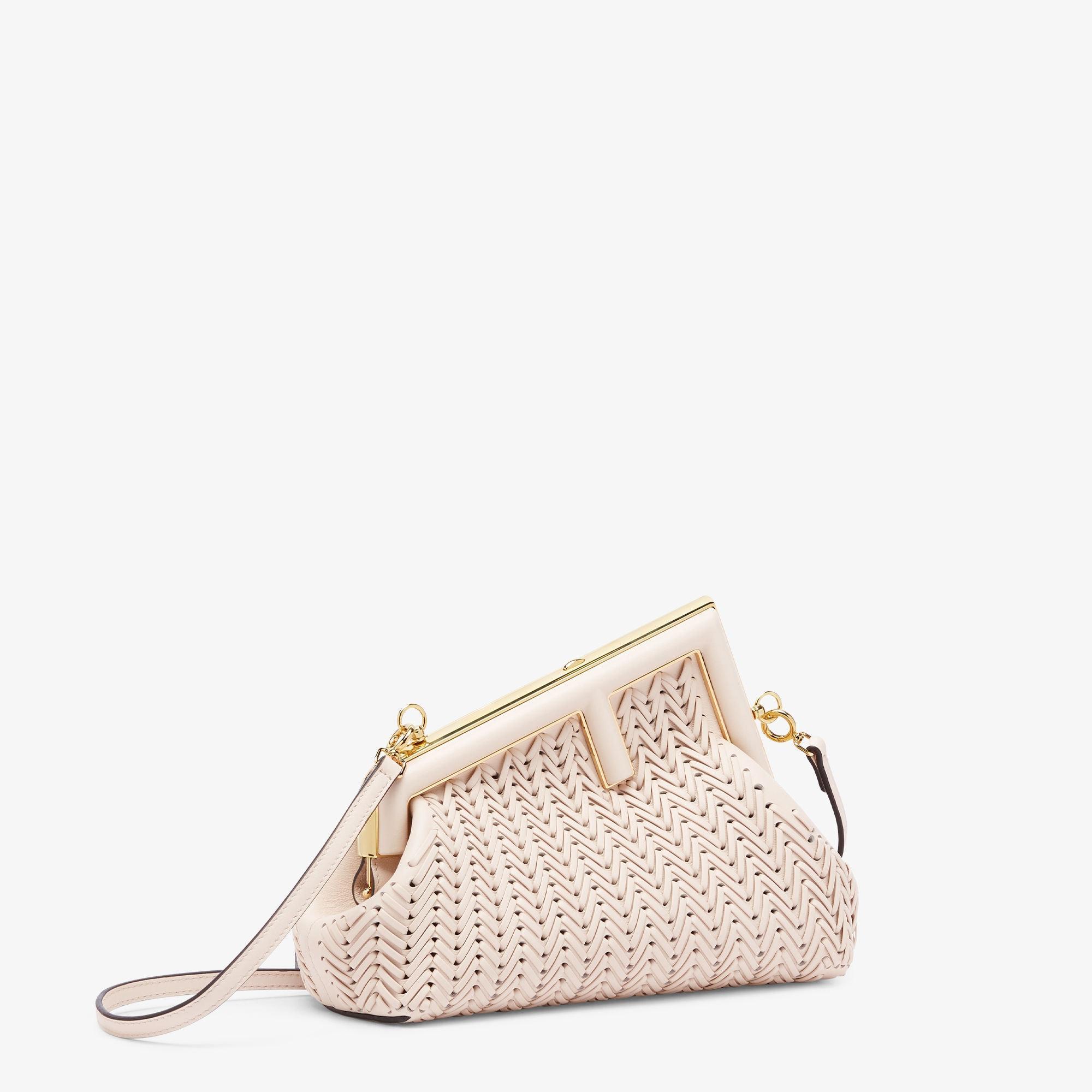 Fendi First SmallCamellia interlaced leather bag Product Image