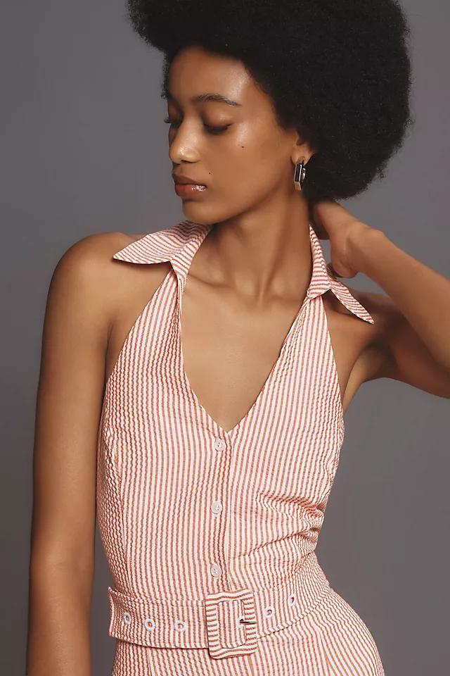 Maeve Halter Button-Front Romper Product Image