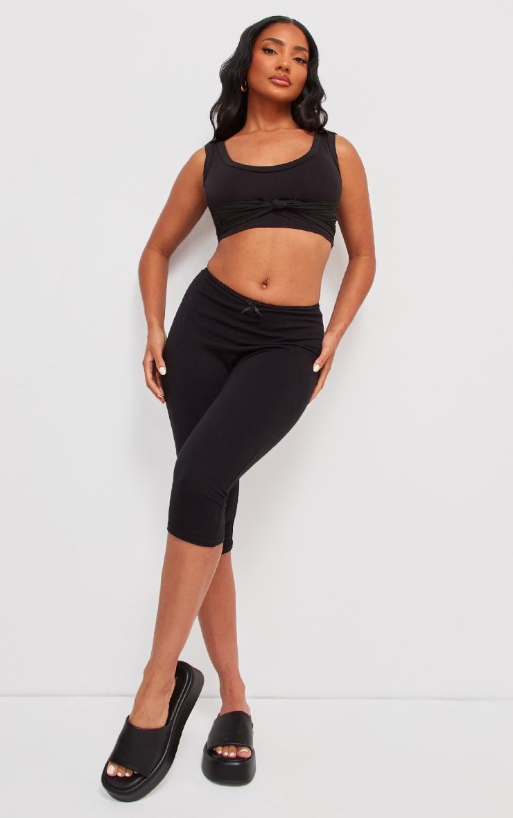 Black Mesh Bust Overlay Crop Top Product Image