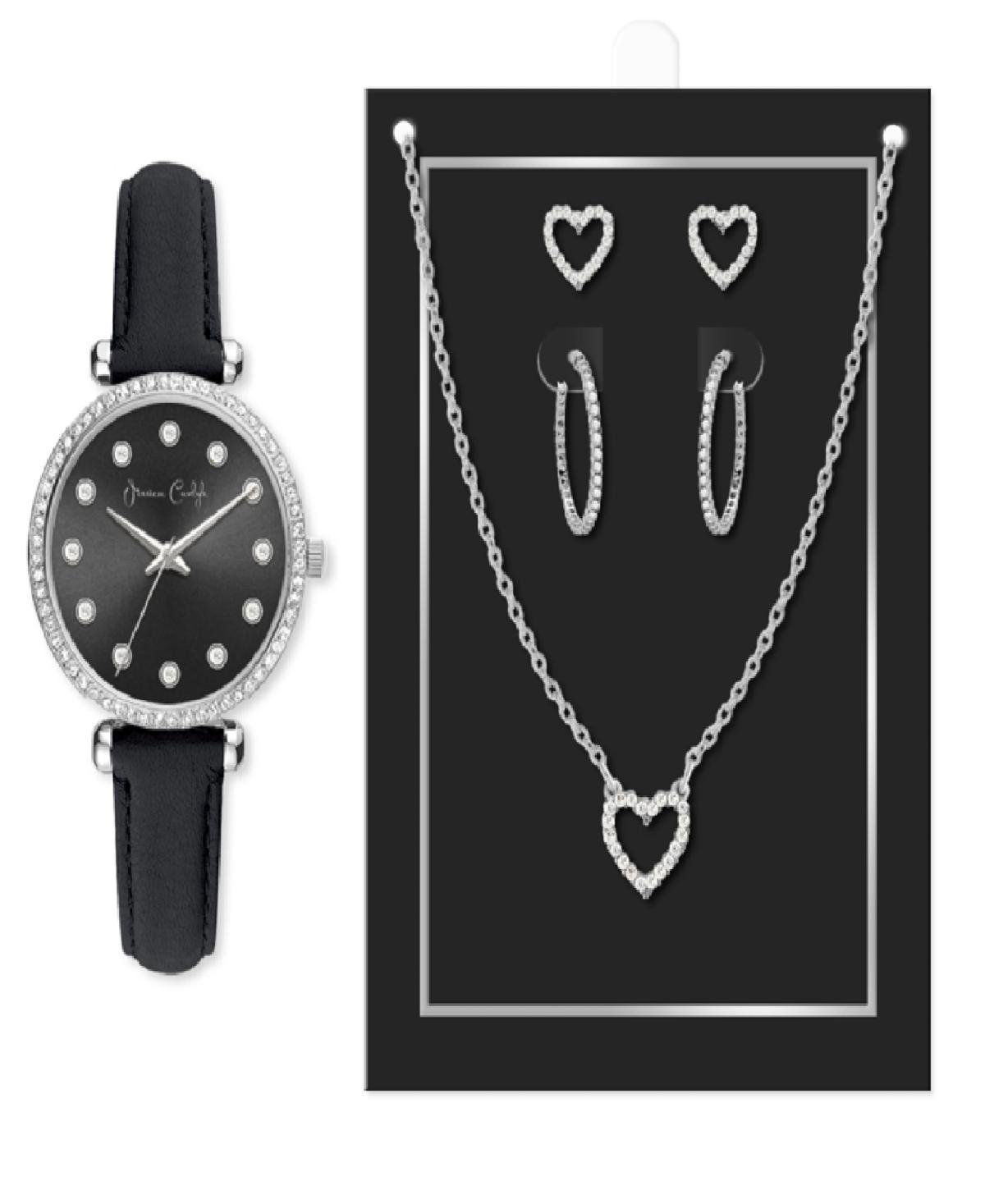 Jessica Carlyle Womens Quartz Black Polyurethane Leather Watch 33mm and 2 Piece Set - Black Product Image