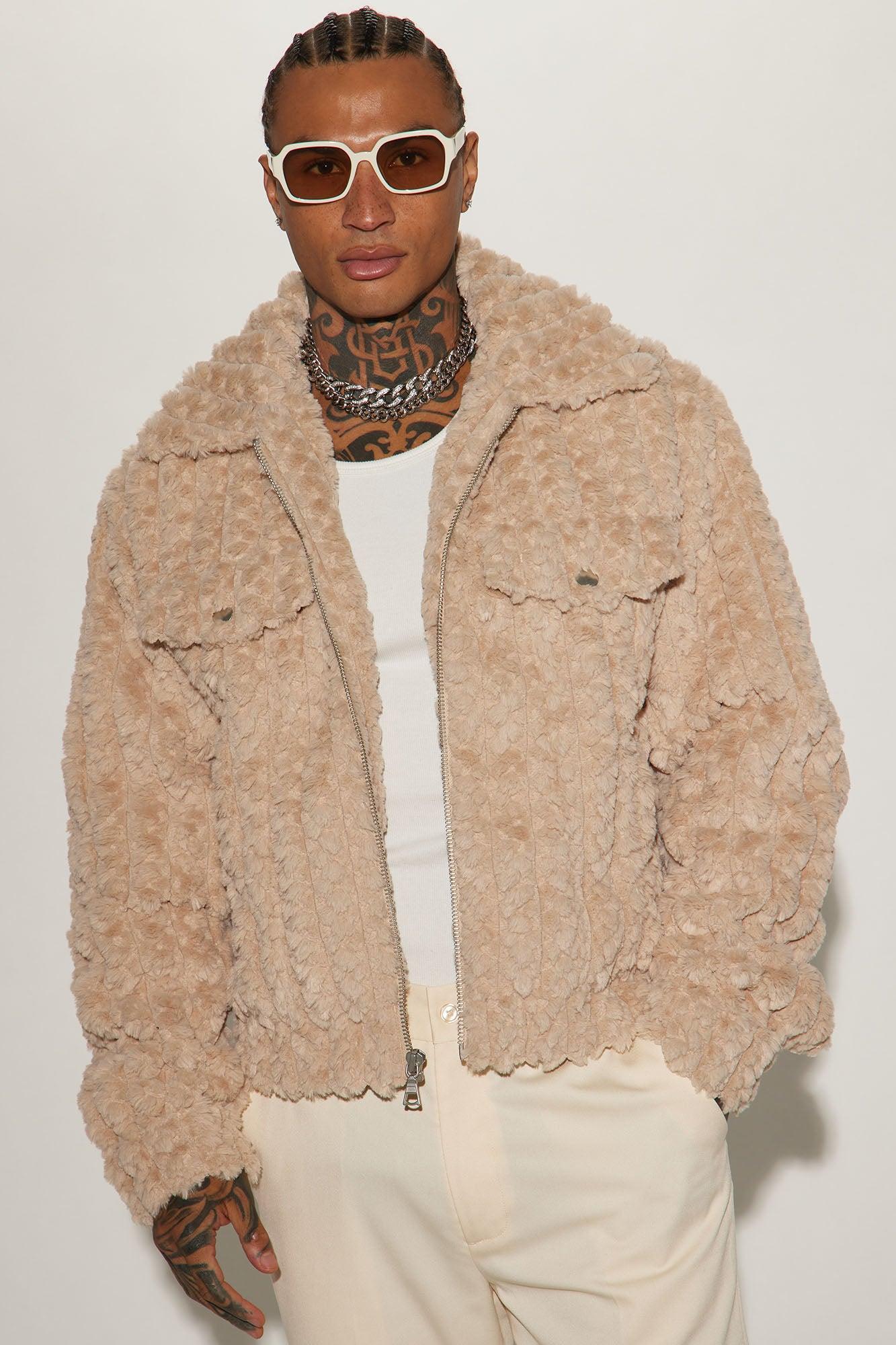 Too Good Faux Fur Zip Trucker Jacket - Taupe Product Image