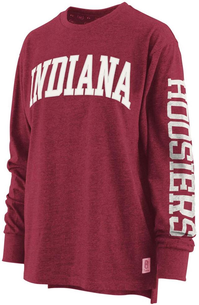 Womens Pressbox Heathered Crimson Indiana Hoosiers Two-Hit Canyon Long Sleeve T-Shirt Product Image